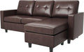 Faux Leather Sectional Sofa, Convertible Sectional Couch L Shaped Couch Sofa for Small Space, Brown