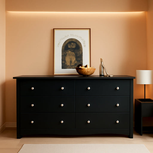Contemporary Solid Wood Dresser Black With Storage