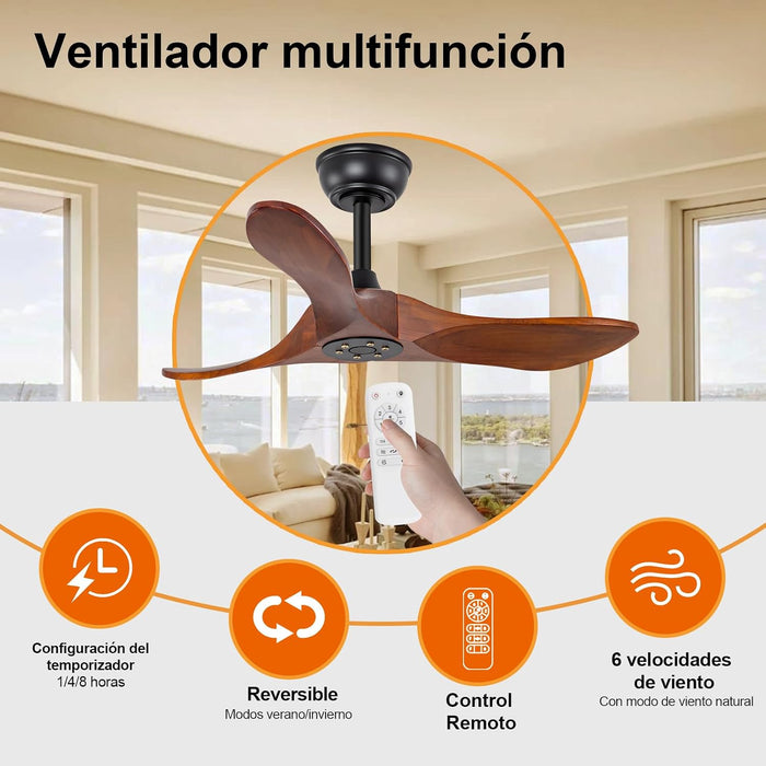 36 Inch Contemporary Black Walnut Outdoor Fan