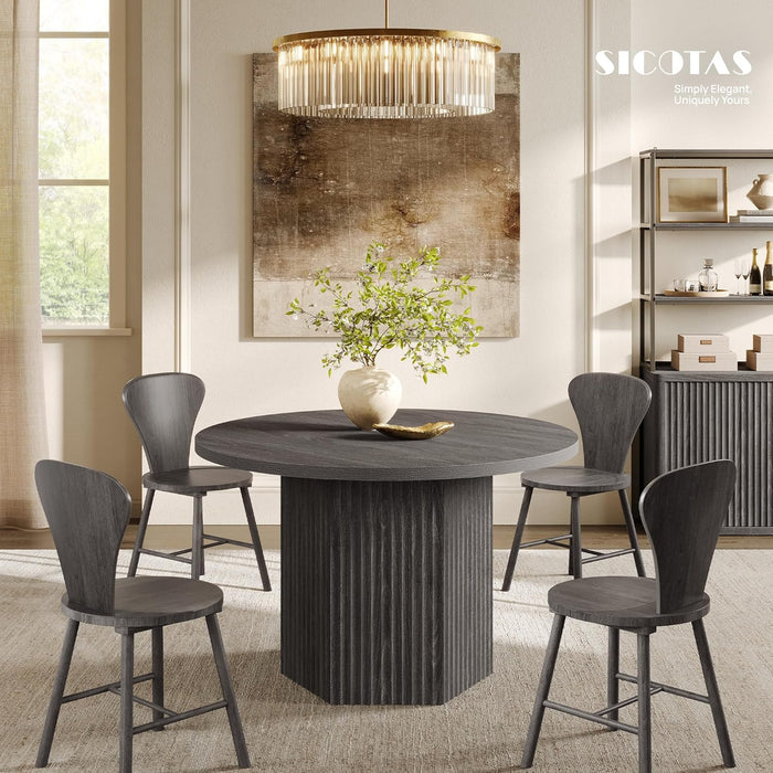Round FortySevenInch Dining Table Charcoal Grey Model
