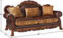 3-PS Living Room Set, Traditional Collection Including Sofa W/3 Pillows, Loveseat W/2 Pillows and Chair W/1 Pillow, Cherry Oak, Vintage/Victorian