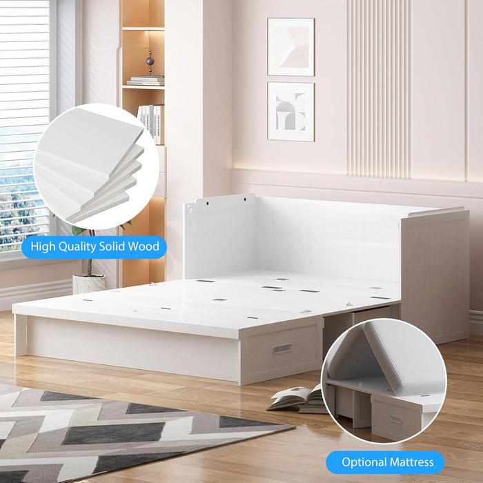 Queen Murphy Cabinet Bed With WhiteHighGlossFinish Mattress