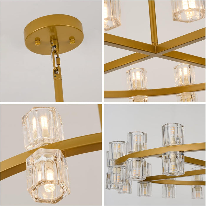 Twenty Four Inch Luxurious Golden Crystal Chandelier