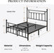 14" Queen Size Metal Platform Bed Frame/Victorian Headboard and Footboard/Steel Slats Mattress Foundation for Storage/No Box Spring Needed/Noise Free/Black