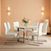 Dining Table Set for 6,White Marble 71'' Dining Room Table with Spacious Legroom and White Leather Dining Chairs,Easy Assembley,7 Pieces Kitchen Table and Chairs for Dining Room,Restaurant