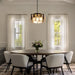 Black Glass Drum Chandelier DiningRoom FourLight Modern