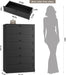6 Drawer Dresser for Bedroom, 52" Tall Dresser & Chest of Drawers, 29" W Wood Drawer Chest, Modern Vertical Storage Cabinet for Living Room, Entryway, Hallway, Black