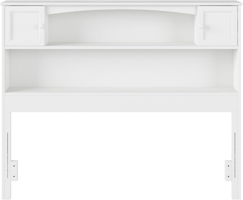 Newport Full Size Bookcase Headboard with Attachable Charger in White
