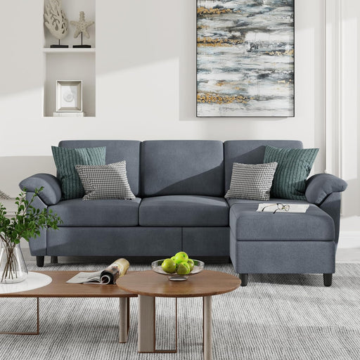 Modern Gray Linen Sectional Sofa for Living Room