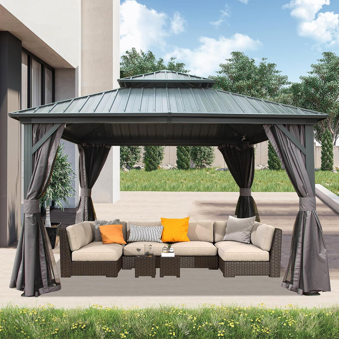 12x12 Hardtop Gazebo Featuring Aluminum Frame Netting