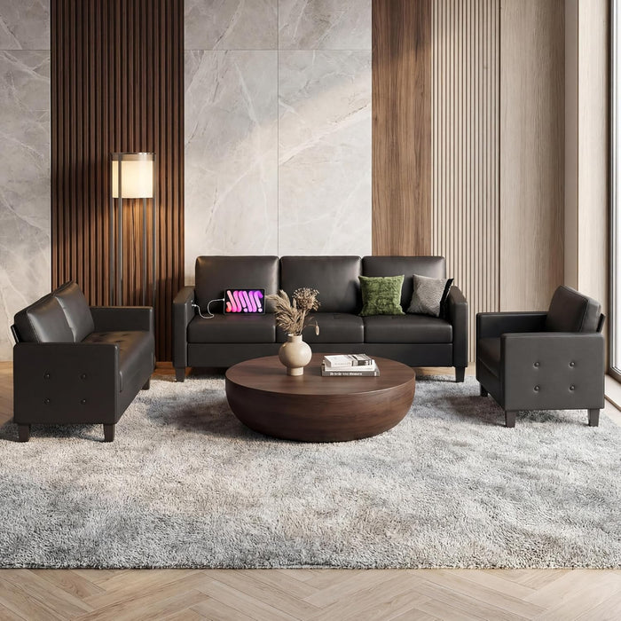 Black SeventyThreeInch ThreeSeater Sofa For Living Room