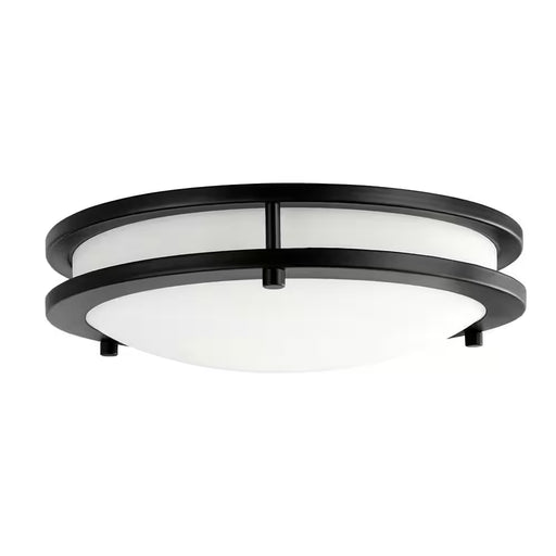 Flaxmere 12 In. Matte Black Dimmable Integrated LED Flush Mount Ceiling Light with Frosted White Glass Shade