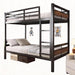 Twin Over Twin Metallic Bunk Bed VintageRusticBrown