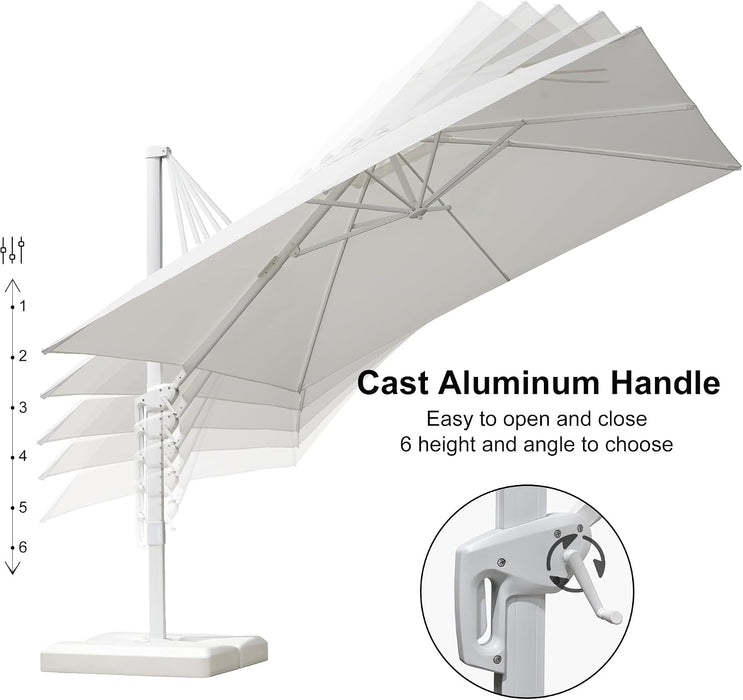 Cantilever Patio Umbrella 10' X 10' White Aluminum Frame, White