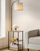 Floor Lamp with Table, Night Stand with Lamp, Narrow Side Table with 3CCT LED Bulb, Small Coffee Table, Modern End Table with Storage Shelves for Living Room Bedroom Home Décor