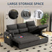 Black LShaped Sleeper Sofa With Integrated Storage