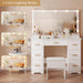 Vanity Desk with Stool for Women Designed for Bedrooms or Apartments, Featuring a Lighted LED Mirror, Built-In Power Outlet,Organized Storage for Daily Beauty Routines,White