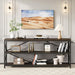 Industrial Console Sofa Table,70.8 Inch Extra Long Entryway Table with 3 Tier Wood Storage Shelf for Living Room, Hallway, Entrance, Narrow Sofa Table with Metal Frame, Black and Brown
