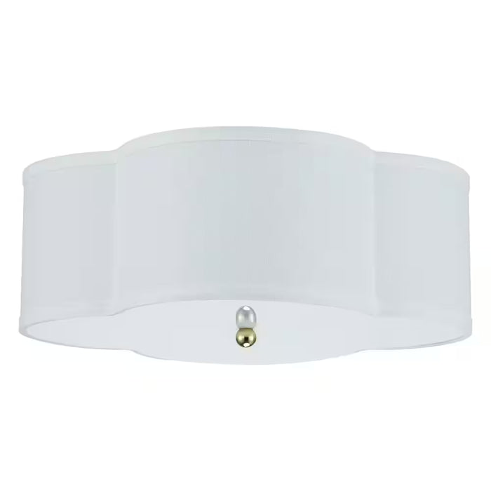 17 In. 2-Lights White Linen Flush Mount with Acrylic Diffuser