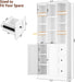 Bookshelf with 2 Doors and 3 Drawers, 71" Storage Bookcase, White