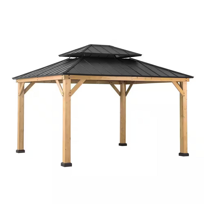 Crownhill 13 Ft. X 11 Ft. Hardtop Gazebo with Wood Posts