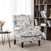Blue Floral Upholstered Accent Armchair Living Room