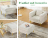 Large Ottoman, Square Ottoman Sofa with Metal Legs, Oversized Footrest for Living Room, Bedroom, Offwhite Bouclé