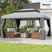 10' X 13' Patio Gazebo, Outdoor Gazebo Canopy Shelter with Netting and Curtains, Aluminum Frame for Garden, Lawn, Backyard and Deck, Gray