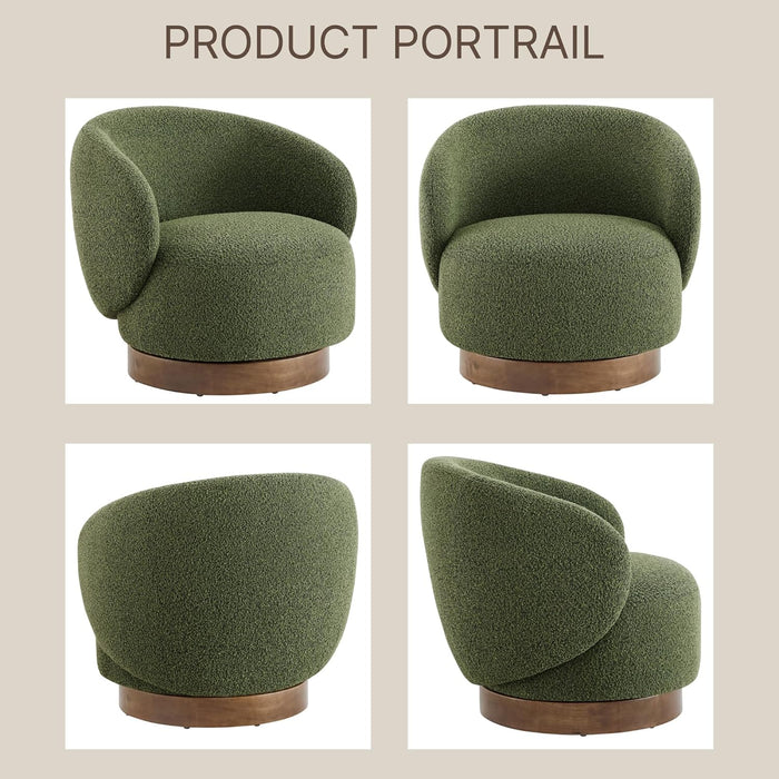 Swivel Accent Chair round Barrel Armchair Upholstered Performance Fabric for Living Room Bedroom Waitingroom,2 Box,Moss Green
