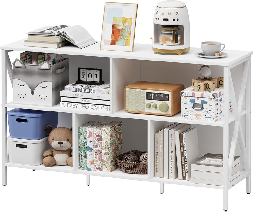 White 5 Cube Contemporary Industrial Open Bookcase