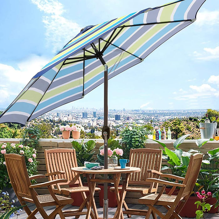 9' Outdoor Patio Umbrella, Outdoor Table Umbrella, Yard Umbrella, Market Umbrella with 8 Sturdy Ribs, Push Button Tilt and Crank