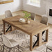 70.87" Rectangular Dining Table for 6-8 People, Farmhouse Wooden Kitchen Dinner Table with Strong Base for Dining Room, Kitchen, Living Room, Brown
