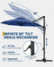 10FT Patio Umbrella Outdoor Large Cantilever Umbrella Market Sun Shade Windproof Offset Umbrella with 360-Degree Rotation for Garden Deck Pool Patio
