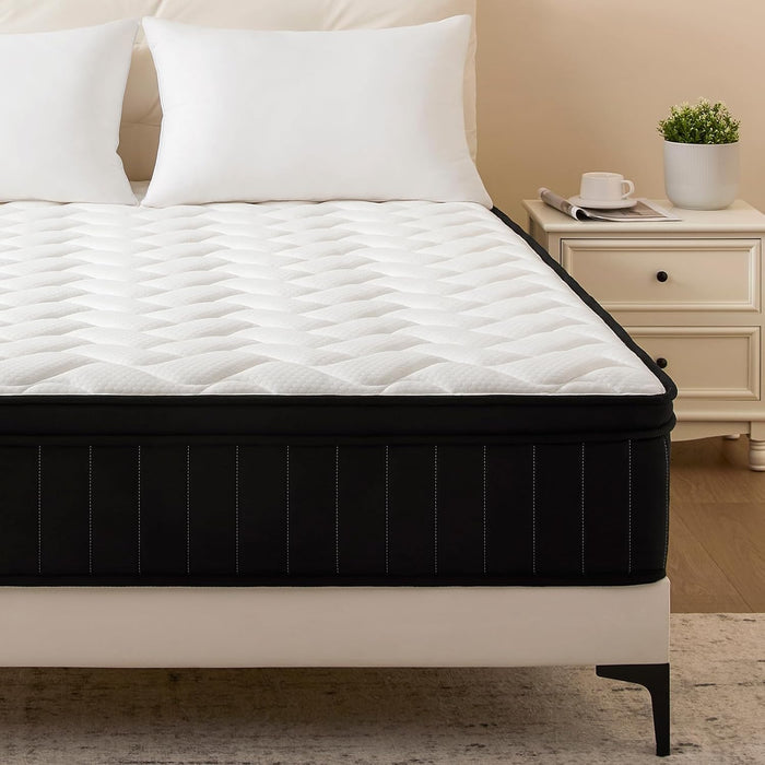 Queen Mattress 12 Inch Hybrid Mattresses with Memory Foam - Mattress in a Box with Individual Pocket Spring - Medium Firm Sleep Support Pressure Relief Certipur-Us Certified 12 Inch Queen