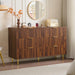 Dark Walnut Fluted 6 Drawers Dresser for Bedroom with Gold Handle