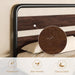 Full Size Metal Bed Frame with Wooden Headboard, Mahogany
