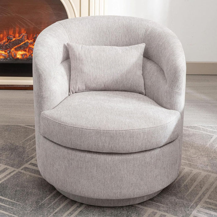 Grey 360 Degree Swivel Upholstered Accent Armchair