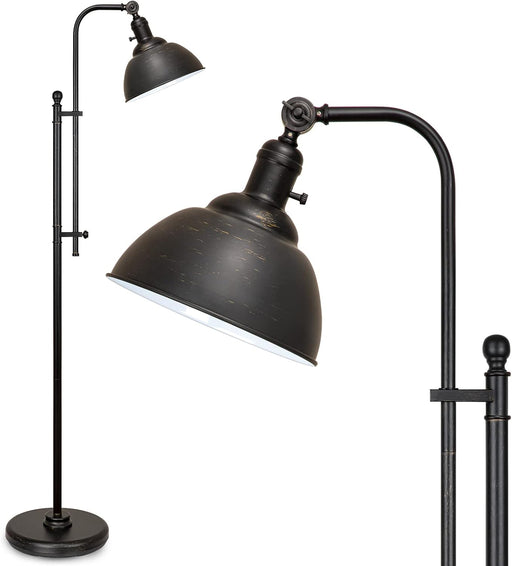Industrial Floor Lamp, Aged Bronze Rustic Standing Lamp with 3 Color Temperatures, Adjustable Height & Head Farmhouse Reading Lamp for Living Room Bedroom Office