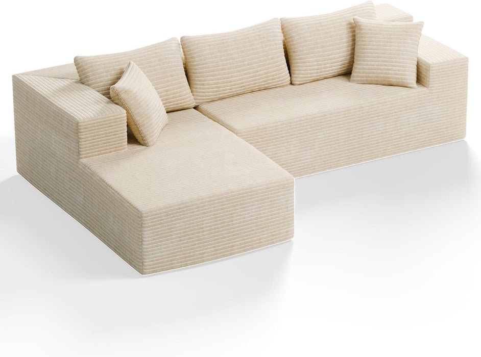 Beige 108 Inches Left Facing ChaiseLounge SectionalSofa