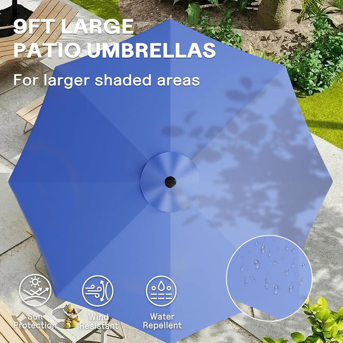 9FT Outdoor Patio Umbrella with Easy Crank - UV Resistant & Waterproof Market Umbrella with Ventilated Canopy, 8 Sturdy Ribs & Powder-Coated Frame for Garden, Deck, Backyard, Pool, Patio Table