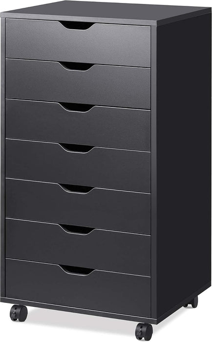 7-Drawer Office File Cabinets, Mobile Craft Storage Cabinet, Black