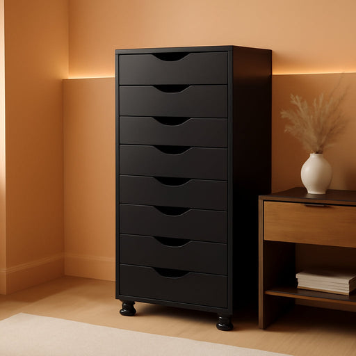 7-Drawer Office File Cabinets, Mobile Craft Storage Cabinet, Black
