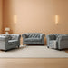 Chesterfield Sofa Set 3 Piece Muebles Para La Sala Juegos Living Room Set Modern Furniture Leather Sofa Set Couches for Living Room Furniture Sets Couch Sets for Living Room 3 Piece - Gray