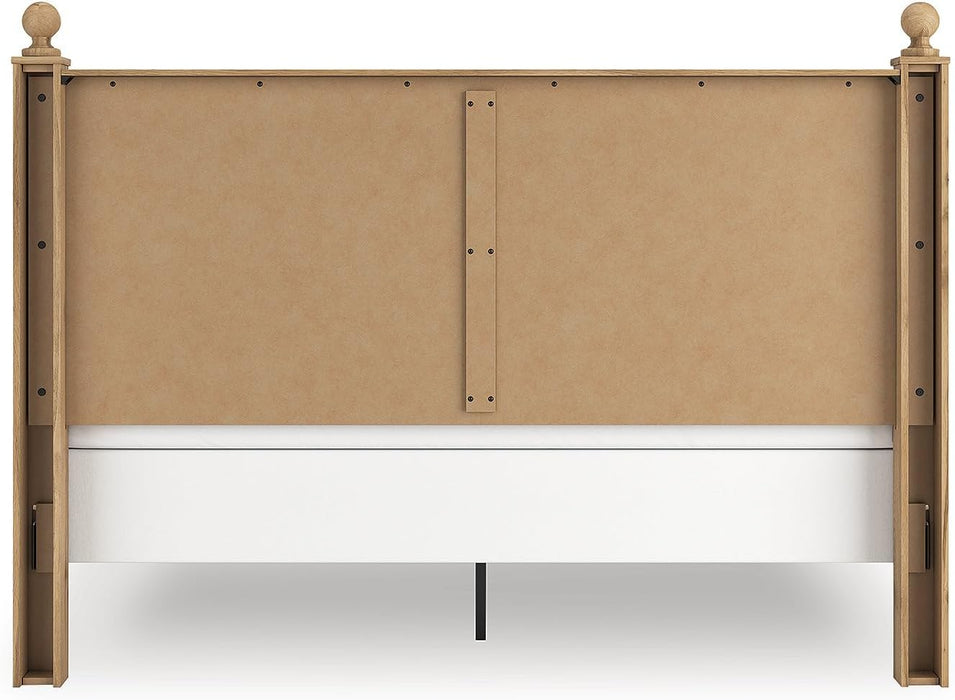 Signature Design by Ashley Galletyn Country Rustic Panel Bed, Foundation or Box Spring Needed, King, Light Brown