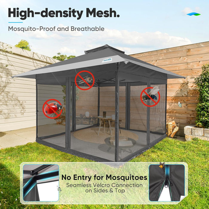 13'X13' Pop up Gazebo Canopy Tent, One Person Set up Portable Instant Folding Shelter, Outdoor Canopy Tent with Extra Shade for Backyard, Patio, Party