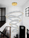 Modern Gold Ring Chandelier for High Ceiling Foyer,Large Crystal Chandelier for Staircase Villa D8''+15.7"+23.6"+31.5"+39.4"