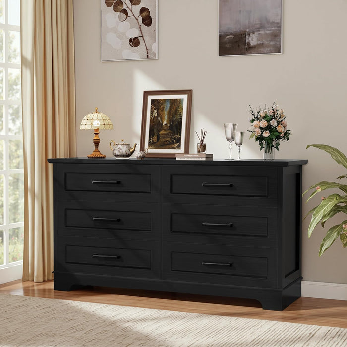 Black Six Drawer Dresser With Superior Organization