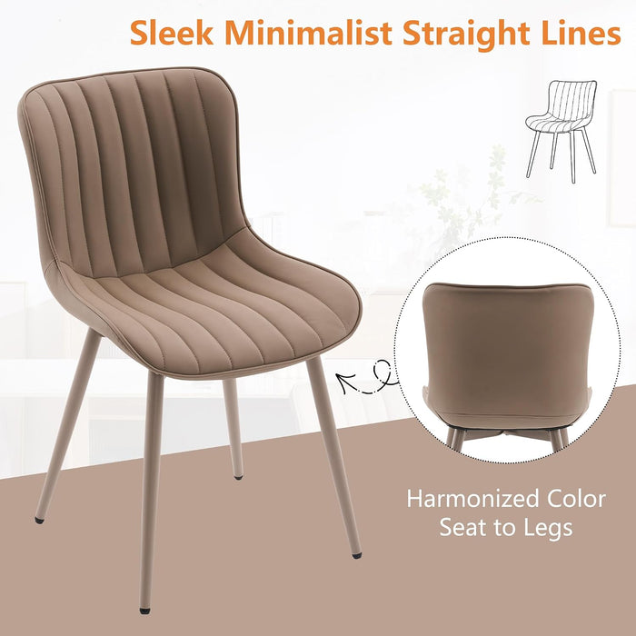 Dining Chairs Set of 2 Mid-Century Modern Kitchen Chairs Khaki