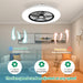 Low Profile Ceiling Fan with Light, Enclosed Bladeless Ceiling Light, Bluetooth Speaker, 6 Speeds Reversible, Stepless Dimming, Smart Flush Mount Ceiling Fan for Bedroom, Kids Room and Living Room 22"