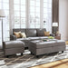 Grey Sectional Sofa Set with Ottoman  L-Shaped Chaise